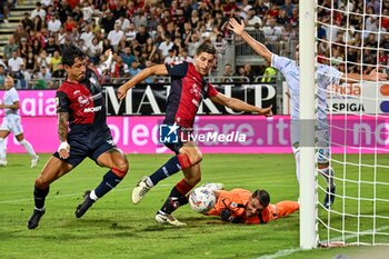 2024-08-12 - Matteo Prati of Cagliari Calcio, Goal - CAGLIARI CALCIO VS CARRARESE CALCIO - ITALIAN CUP - SOCCER