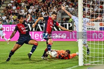 2024-08-12 - Matteo Prati of Cagliari Calcio, Goal - CAGLIARI CALCIO VS CARRARESE CALCIO - ITALIAN CUP - SOCCER