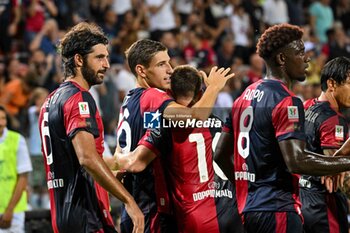 2024-08-12 - Matteo Prati of Cagliari Calcio,Esultanza, Joy After scoring goal, - CAGLIARI CALCIO VS CARRARESE CALCIO - ITALIAN CUP - SOCCER