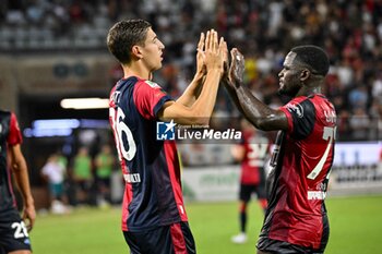 2024-08-12 - Matteo Prati of Cagliari Calcio,Esultanza, Joy After scoring goal, Zito Luvumbo of Cagliari Calcio - CAGLIARI CALCIO VS CARRARESE CALCIO - ITALIAN CUP - SOCCER