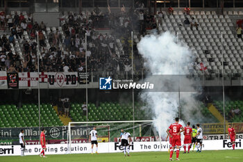 2024-08-04 - Padova calcio throw smoke bombs on the pitch - CESENA FC VS PADOVA CALCIO - ITALIAN CUP - SOCCER