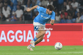 2024-08-10 - Khvicha Kvaratskhelia of SSC Napoli in action during the Soccer Italian Cup Freccia Rossa between SSC Napoli vs Modena FC at Diego Armando Maradona Stadium - SSC NAPOLI VS MODENA FC - ITALIAN CUP - SOCCER