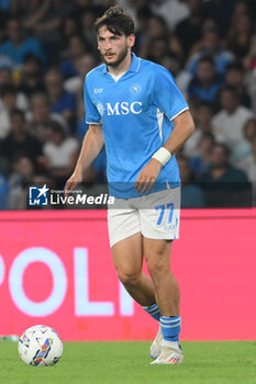 2024-08-10 - Khvicha Kvaratskhelia of SSC Napoli in action during the Soccer Italian Cup Freccia Rossa between SSC Napoli vs Modena FC at Diego Armando Maradona Stadium - SSC NAPOLI VS MODENA FC - ITALIAN CUP - SOCCER