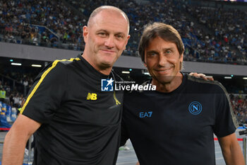 2024-08-10 - Pierpaolo Bisoli coach of Modena FC and Antonio Conte coach of SSC Napoli during the Soccer Italian Cup Freccia Rossa between SSC Napoli vs Modena FC at Diego Armando Maradona Stadium - SSC NAPOLI VS MODENA FC - ITALIAN CUP - SOCCER