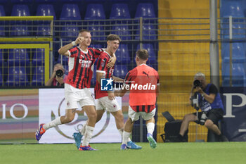 2024-08-10 - Francesco Camarda (Milan Futuro) and Mattia Liberali (Milan Futuro) celebrates after scoring a goal during the Serie C Now Cup match between Lecco and Milan Futuro at Stadio Mario Rigamonti-Mario Ceppi on August 10, 2024 in Lecco, Italy.
(Photo by Matteo Bonacina/LiveMedia) - LECCO VS MILAN FUTURO - ITALIAN CUP - SOCCER