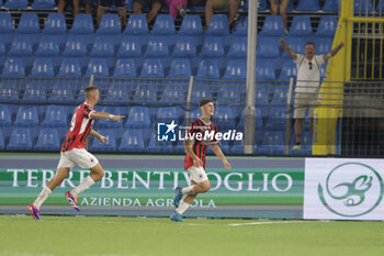 2024-08-10 - Francesco Camarda (Milan Futuro) and Mattia Liberali (Milan Futuro) celebrates after scoring a goal during the Serie C Now Cup match between Lecco and Milan Futuro at Stadio Mario Rigamonti-Mario Ceppi on August 10, 2024 in Lecco, Italy.
(Photo by Matteo Bonacina/LiveMedia) - LECCO VS MILAN FUTURO - ITALIAN CUP - SOCCER