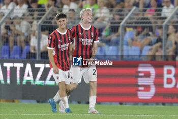 2024-08-10 - Mattia Liberali (Milan Futuro) and Alejandro Sanchez Jimenez (Milan Futuro) celebrates after scoring a goal during the Serie C Now Cup match between Lecco and Milan Futuro at Stadio Mario Rigamonti-Mario Ceppi on August 10, 2024 in Lecco, Italy.
(Photo by Matteo Bonacina/LiveMedia) - LECCO VS MILAN FUTURO - ITALIAN CUP - SOCCER