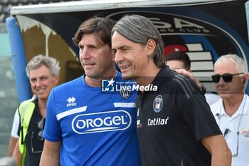 2024-09-25 - Head coach of Cesena Michele Mignani and Head coach of Pisa Filippo Inzaghi before the beginning of the match - PISA VS CESENA - ITALIAN CUP - SOCCER