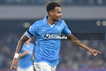 2024-09-26 - Cyril Ngonge of SSC Napoli rejoices after scoring a goal of 1-0 during the Soccer Italian Cup Freccia Rossa between SSC Napoli vs Palermo FC at Diego Armando Maradona Stadium - NAPOLI VS PALERMO - ITALIAN CUP - SOCCER