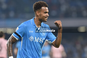 2024-09-26 - Cyril Ngonge of SSC Napoli rejoices after scoring a goal of 1-0 during the Soccer Italian Cup Freccia Rossa between SSC Napoli vs Palermo FC at Diego Armando Maradona Stadium - NAPOLI VS PALERMO - ITALIAN CUP - SOCCER