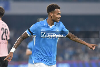 2024-09-26 - Cyril Ngonge of SSC Napoli rejoices after scoring a goal of 1-0 during the Soccer Italian Cup Freccia Rossa between SSC Napoli vs Palermo FC at Diego Armando Maradona Stadium - NAPOLI VS PALERMO - ITALIAN CUP - SOCCER