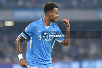 2024-09-26 - Cyril Ngonge of SSC Napoli rejoices after scoring a goal of 1-0 during the Soccer Italian Cup Freccia Rossa between SSC Napoli vs Palermo FC at Diego Armando Maradona Stadium - NAPOLI VS PALERMO - ITALIAN CUP - SOCCER