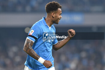 2024-09-26 - Cyril Ngonge of SSC Napoli rejoices after scoring a goal of 1-0 during the Soccer Italian Cup Freccia Rossa between SSC Napoli vs Palermo FC at Diego Armando Maradona Stadium - NAPOLI VS PALERMO - ITALIAN CUP - SOCCER