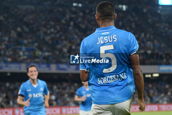 2024-09-26 - Juan Jesus of SSC Napoli rejoices after scoring a goal of 3-0 during the Soccer Italian Cup Freccia Rossa between SSC Napoli vs Palermo FC at Diego Armando Maradona Stadium - NAPOLI VS PALERMO - ITALIAN CUP - SOCCER