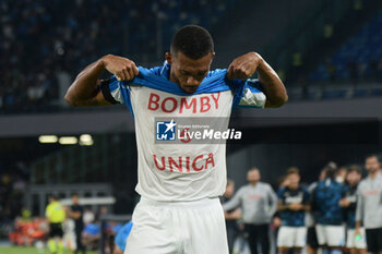 2024-09-26 - Juan Jesus of SSC Napoli rejoices with a special shirt after scoring a goal of 3-0 during the Soccer Italian Cup Freccia Rossa between SSC Napoli vs Palermo FC at Diego Armando Maradona Stadium - NAPOLI VS PALERMO - ITALIAN CUP - SOCCER