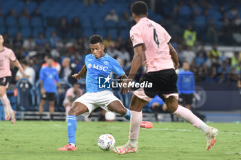 2024-09-26 - David Neres of SSC Napoli scoring a goal of 4-0 during the Soccer Italian Cup Freccia Rossa between SSC Napoli vs Palermo FC at Diego Armando Maradona Stadium - NAPOLI VS PALERMO - ITALIAN CUP - SOCCER