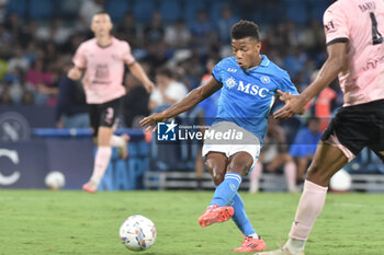 2024-09-26 - David Neres of SSC Napoli scoring a goal of 4-0 during the Soccer Italian Cup Freccia Rossa between SSC Napoli vs Palermo FC at Diego Armando Maradona Stadium - NAPOLI VS PALERMO - ITALIAN CUP - SOCCER