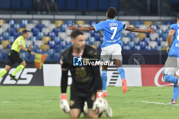 2024-09-26 - David Neres of SSC Napoli rejoices after scoring a goal of 4-0 during the Soccer Italian Cup Freccia Rossa between SSC Napoli vs Palermo FC at Diego Armando Maradona Stadium - NAPOLI VS PALERMO - ITALIAN CUP - SOCCER