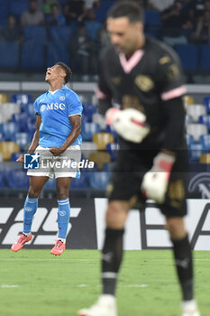 2024-09-26 - David Neres of SSC Napoli rejoices after scoring a goal of 4-0 during the Soccer Italian Cup Freccia Rossa between SSC Napoli vs Palermo FC at Diego Armando Maradona Stadium - NAPOLI VS PALERMO - ITALIAN CUP - SOCCER