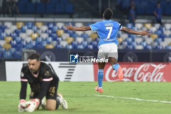 2024-09-26 - David Neres of SSC Napoli rejoices after scoring a goal of 4-0 during the Soccer Italian Cup Freccia Rossa between SSC Napoli vs Palermo FC at Diego Armando Maradona Stadium - NAPOLI VS PALERMO - ITALIAN CUP - SOCCER