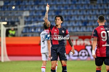 2024-09-24 - Gianluca Lapadula of Cagliari Calcio, Esultanza, Joy After scoring goal, - CAGLIARI VS CREMONESE - ITALIAN CUP - SOCCER