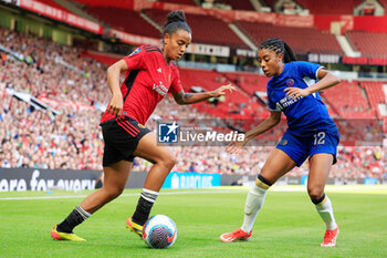 2024-05-18 - Geyse Da Silva Ferreira (23) of Manchester United and Ashley Lawrence (12) of Chelsea during the FA Women's Super League, English championship football match between Manchester United and Chelsea on 18 May 2024 at Old Trafford in Manchester, England - FOOTBALL - WOMEN'S ENGLISH CHAMP - MANCHESTER UNITED V CHELSEA - ENGLISH FA WOMEN'S SUPER LEAGUE - SOCCER