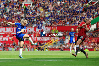 2024-05-18 - Erin Cuthbert (22) of Chelsea sees her shot blocked by Lisa Naalsund (16) of Manchester United during the FA Women's Super League, English championship football match between Manchester United and Chelsea on 18 May 2024 at Old Trafford in Manchester, England - FOOTBALL - WOMEN'S ENGLISH CHAMP - MANCHESTER UNITED V CHELSEA - ENGLISH FA WOMEN'S SUPER LEAGUE - SOCCER