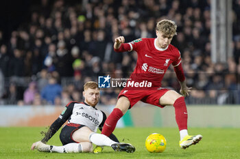 2024-01-24 - Fulham midfielder Harrison Reed (6) and Liverpool forward Bobby Clark (42) during the English League Cup, EFL Cup, semi-final second leg football match between Fulham and Liverpool on 24 January 2024 at Craven Cottage in London, England - FOOTBALL - ENGLISH LEAGUE CUP - FULHAM V LIVERPOOL - ENGLISH LEAGUE CUP - SOCCER
