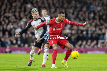 2024-01-24 - Liverpool midfielder Ryan Gravenberch (38) and Fulham midfielder Andreas Pereira (18) during the English League Cup, EFL Cup, semi-final second leg football match between Fulham and Liverpool on 24 January 2024 at Craven Cottage in London, England - FOOTBALL - ENGLISH LEAGUE CUP - FULHAM V LIVERPOOL - ENGLISH LEAGUE CUP - SOCCER