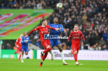 2024-02-25 - Nicolas Jackson (15) of Chelsea battles for possession with Conor Bradley (84) of Liverpool during the English League Cup, EFL Cup, Carabao Cup, Final football match between Chelsea and Liverpool on 25 February 2024 at Wembley Stadium in London, England - FOOTBALL - ENGLISH LEAGUE CUP - FINAL - CHELSEA V LIVERPOOL - ENGLISH LEAGUE CUP - SOCCER