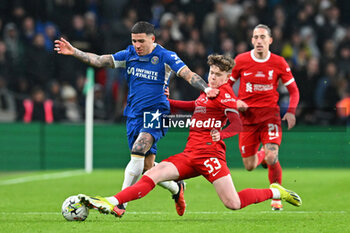 2024-02-25 - James McConnell (53) of Liverpool tackles Enzo Fernandez (8) of Chelsea during the English League Cup, EFL Cup, Carabao Cup, Final football match between Chelsea and Liverpool on 25 February 2024 at Wembley Stadium in London, England - FOOTBALL - ENGLISH LEAGUE CUP - FINAL - CHELSEA V LIVERPOOL - ENGLISH LEAGUE CUP - SOCCER