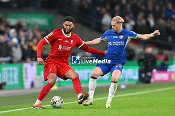 2024-02-25 - Joe Gomez (2) of Liverpool battles for possession with Mykhaylo Mudryk (10) of Chelsea during the English League Cup, EFL Cup, Carabao Cup, Final football match between Chelsea and Liverpool on 25 February 2024 at Wembley Stadium in London, England - FOOTBALL - ENGLISH LEAGUE CUP - FINAL - CHELSEA V LIVERPOOL - ENGLISH LEAGUE CUP - SOCCER