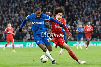 2024-02-25 - Axel Disasi (2) of Chelsea and Jarell Quansah (78) of Liverpool during the English League Cup, EFL Cup, Carabao Cup, Final football match between Chelsea and Liverpool on 25 February 2024 at Wembley Stadium in London, England - FOOTBALL - ENGLISH LEAGUE CUP - FINAL - CHELSEA V LIVERPOOL - ENGLISH LEAGUE CUP - SOCCER