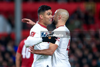 2024-02-28 - Casemiro of Manchester United scores a goal and celebrates with team mate Sofyan Amrabat 0-1 during the English Cup, FA Cup 5th round football match between Nottingham Forest and Manchester United on 28 February 2024 at the City Ground in Nottingham, England - FOOTBALL - ENGLISH CUP - NOTTINGHAM FOREST V MANCHESTER UNITED - ENGLISH LEAGUE CUP - SOCCER