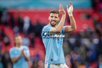 2024-04-20 - Manchester City defender Ruben Dias (3) celebrates after the English Cup, FA Cup, semi-final football match between Manchester City and Chelsea on 20 April 2024 at Wembley Stadium in London, England - FOOTBALL - ENGLISH CUP - MANCHESTER CITY V CHELSEA - ENGLISH LEAGUE CUP - SOCCER