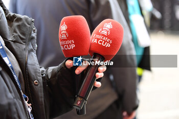 2024-04-21 - Emirates FA Cup branded microphones during the English Cup, FA Cup, semi-final football match between Coventry City and Manchester United on 21 April 2024 at Wembley Stadium in London, England - FOOTBALL - ENGLISH CUP - COVENTRY V MANCHESTER UNITED - ENGLISH LEAGUE CUP - SOCCER