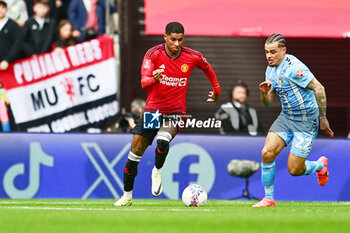 2024-04-21 - Manchester United forward Marcus Rashford (10) and Coventry City defender Joel Latibeaudiere (22) during the English Cup, FA Cup, semi-final football match between Coventry City and Manchester United on 21 April 2024 at Wembley Stadium in London, England - FOOTBALL - ENGLISH CUP - COVENTRY V MANCHESTER UNITED - ENGLISH LEAGUE CUP - SOCCER
