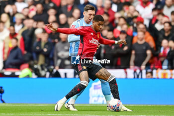 2024-04-21 - Manchester United forward Marcus Rashford (10) under pressure from Coventry City defender Luis Binks (2) during the English Cup, FA Cup, semi-final football match between Coventry City and Manchester United on 21 April 2024 at Wembley Stadium in London, England - FOOTBALL - ENGLISH CUP - COVENTRY V MANCHESTER UNITED - ENGLISH LEAGUE CUP - SOCCER
