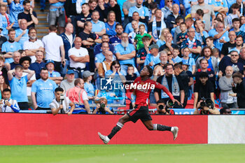 2024-05-25 - Kobbie Mainoo (37) of Manchester United celebrates is goal 0-2 during the English FA Cup, Final football match between Manchester City and Manchester United on 25 May 2024 at Wembley Stadium in London, England - FOOTBALL - ENGLISH CUP - FINAL - MANCHESTER CITY V MANCHESTER UNITED - ENGLISH LEAGUE CUP - SOCCER