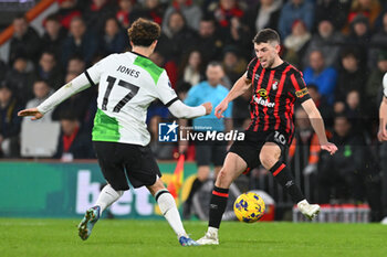 2024-01-21 - Ryan Christie (10) of AFC Bournemouth battles for possession with Curtis Jones (17) of Liverpool during the English championship Premier League football match between Bournemouth and Liverpool on 21 January 2024 at the Vitality Stadium in Bournemouth, England - FOOTBALL - ENGLISH CHAMP - BOURNEMOUTH V LIVERPOOL - ENGLISH PREMIER LEAGUE - SOCCER