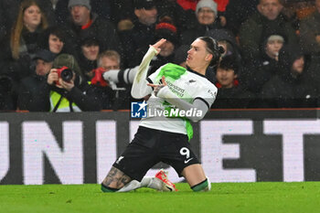 2024-01-21 - Darwin Nunez (9) of Liverpool celebrates scoring the opening goal 0-1 during the English championship Premier League football match between Bournemouth and Liverpool on 21 January 2024 at the Vitality Stadium in Bournemouth, England - FOOTBALL - ENGLISH CHAMP - BOURNEMOUTH V LIVERPOOL - ENGLISH PREMIER LEAGUE - SOCCER