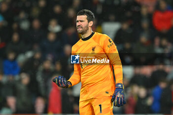 2024-01-21 - Alisson Becker (1) of Liverpool during the English championship Premier League football match between Bournemouth and Liverpool on 21 January 2024 at the Vitality Stadium in Bournemouth, England - FOOTBALL - ENGLISH CHAMP - BOURNEMOUTH V LIVERPOOL - ENGLISH PREMIER LEAGUE - SOCCER