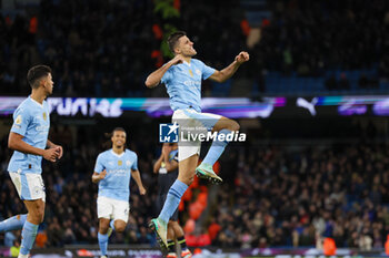 2024-01-31 - Manchester City midfielder Rodri (16) scores a goal and celebrates 3-0 during the English championship Premier League football match between Manchester City and Burnley on 31 January 2024 at the Etihad Stadium in Manchester, England - FOOTBALL - ENGLISH CHAMP - MANCHESTER CITY V BURNLEY - ENGLISH PREMIER LEAGUE - SOCCER