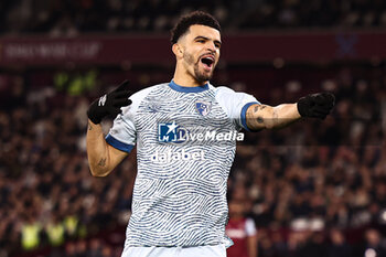 2024-02-01 - Dominic Solanke of Bournemouth celebrates his goal 0-1 during the English championship Premier League football match between West Ham United and Bournemouth on 1 February 2024 at the London Stadium in London, England - FOOTBALL - ENGLISH CHAMP - WEST HAM V BOURNEMOUTH - ENGLISH PREMIER LEAGUE - SOCCER