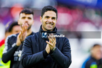 2024-02-12 - Mikel Arteta Manager of Arsenal celebrates at full time during the English championship Premier League football match between West Ham United and Arsenal on 11 February 2024 at the London Stadium in London, England - FOOTBALL - ENGLISH CHAMP - WEST HAM V ARSENAL - ENGLISH PREMIER LEAGUE - SOCCER
