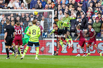 2024-02-12 - William Saliba (2) of Arsenal scores a goal 0-1 during the English championship Premier League football match between West Ham United and Arsenal on 11 February 2024 at the London Stadium in London, England - FOOTBALL - ENGLISH CHAMP - WEST HAM V ARSENAL - ENGLISH PREMIER LEAGUE - SOCCER