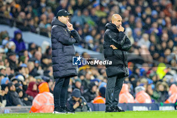 2024-02-18 - Pep Guardiola Manager of Manchester City and Mauricio Pochettino Manager of Chelsea during the English championship Premier League football match between Manchester City and Chelsea on 17 February 2024 at the Etihad Stadium in Manchester, England - FOOTBALL - ENGLISH CHAMP - MANCHESTER CITY V CHELSEA - ENGLISH PREMIER LEAGUE - SOCCER