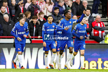 2024-03-03 - Nicolas Jackson (15) of Chelsea scores a goal and celebrates 0-1 during the English championship Premier League football match between Brentford and Chelsea on 2 March 2024 at Gtech Community Stadium in Brentford, England - FOOTBALL - ENGLISH CHAMP - BRENTFORD V CHELSEA - ENGLISH PREMIER LEAGUE - SOCCER