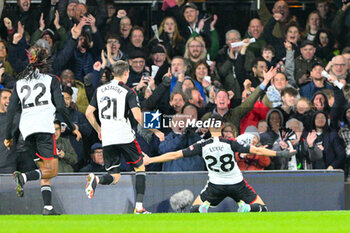 2024-03-16 - Fulham midfielder Sasa Lukic scores 2-0 and celebrates during the English championship Premier League football match between Fulham and Tottenham Hotspur on 16 March 2024 at Craven Cottage in London, England - FOOTBALL - ENGLISH CHAMP - FULHAM V TOTTENHAM - ENGLISH PREMIER LEAGUE - SOCCER