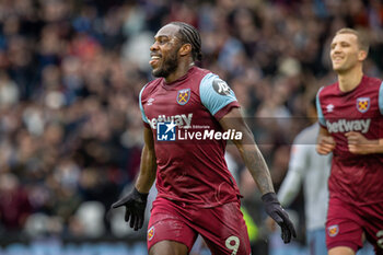 2024-03-17 - West Ham United forward Michail Antonio (9) scores and celebrates 1-0 during the English championship Premier League football match between West Ham United and Aston Villa on 17 March 2024 at the London Stadium in London, England - FOOTBALL - ENGLISH CHAMP - WEST HAM V ASTON VILLA - ENGLISH PREMIER LEAGUE - SOCCER